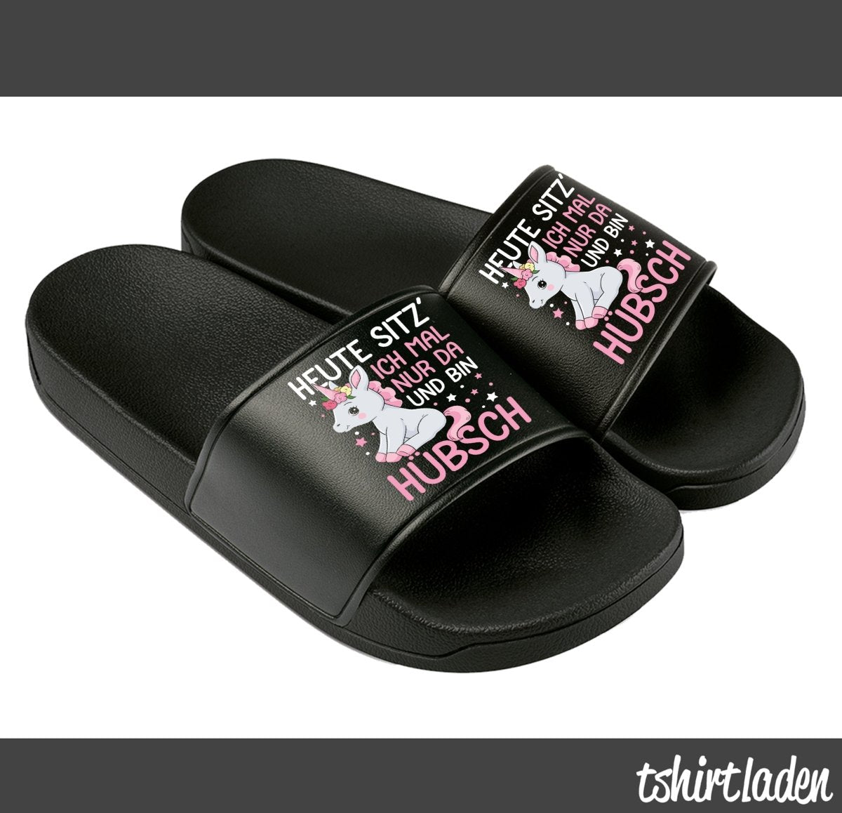 Badeschuhe Heute sitz ich mal nur da und bin hübsch - Schwarzer - Kaffee