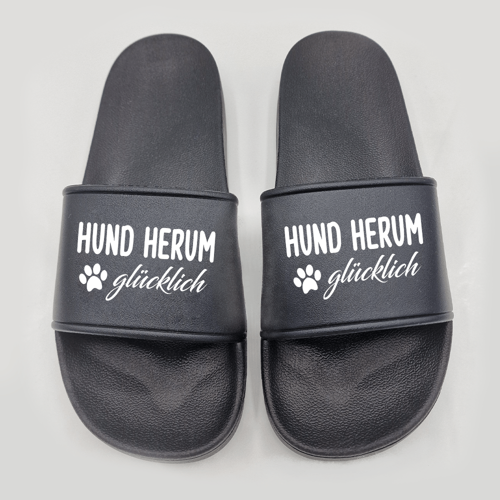 Badeschuhe Hund herum glücklich - Schwarzer - Kaffee