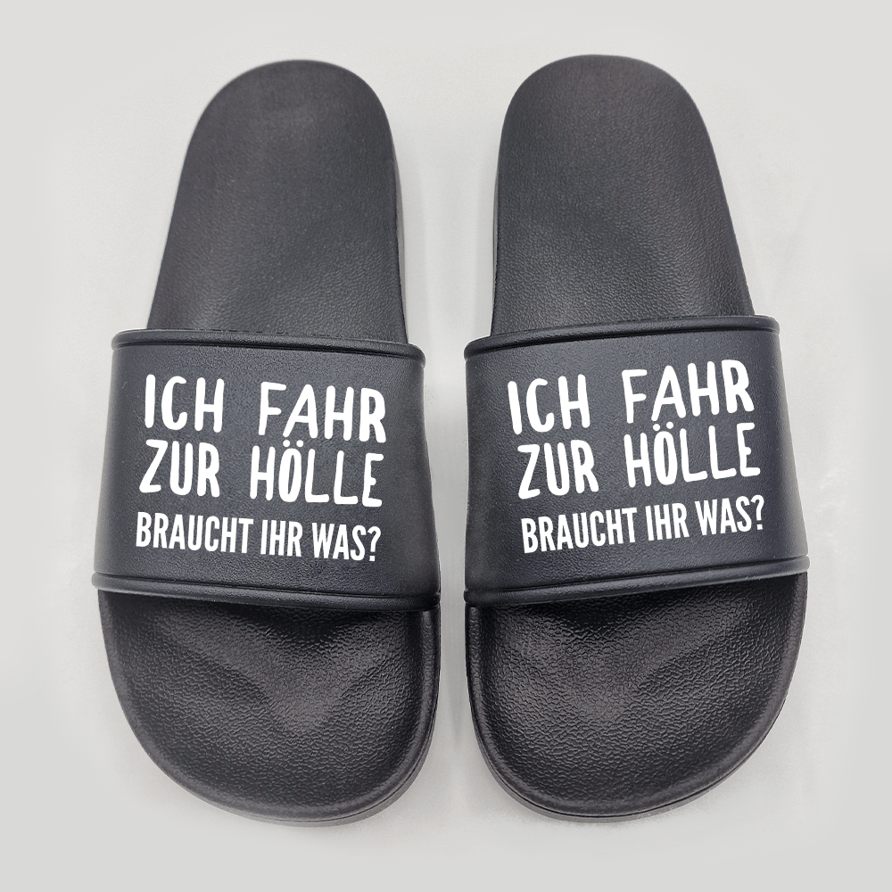 Badeschuhe Ich fahr zur Hölle braucht ihr was? - Schwarzer - Kaffee