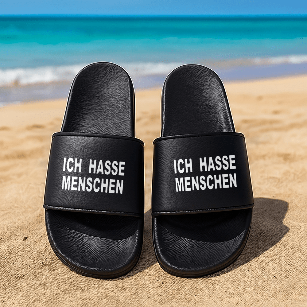 Badeschuhe Ich hasse Menschen - Schwarzer - Kaffee