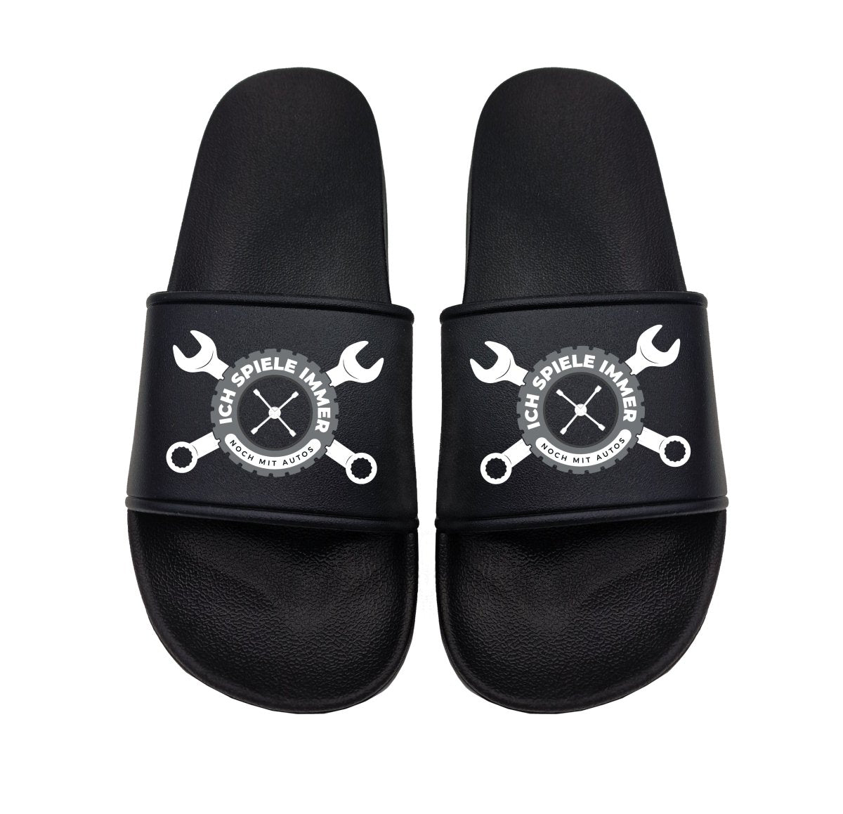 Badeschuhe Ich spiele immer noch mit Autos - Schwarzer - Kaffee