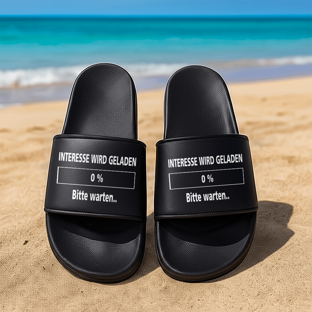 Badeschuhe Interesse wird geladen bitte warten - Schwarzer - Kaffee