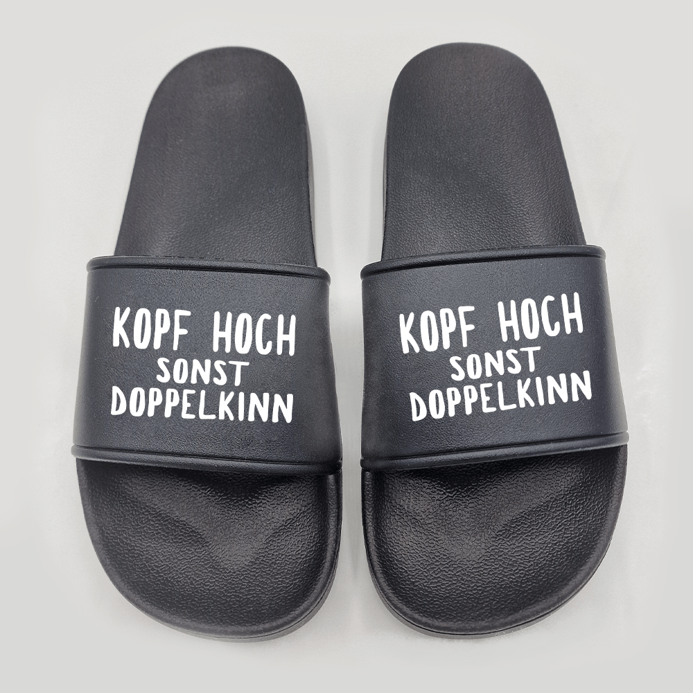 Badeschuhe Kopf hoch sonst Doppelkinn - Schwarzer - Kaffee