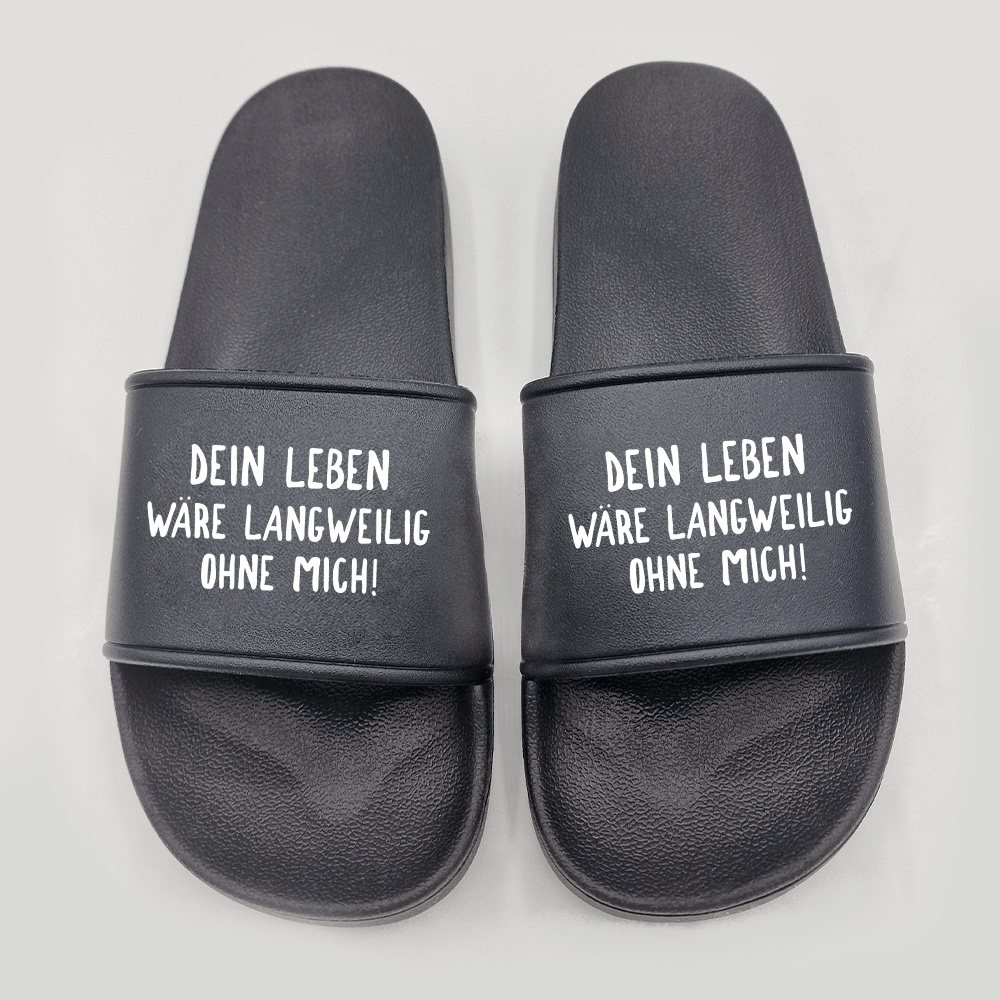 Badeschuhe Langweilig ohne mich - Schwarzer - Kaffee