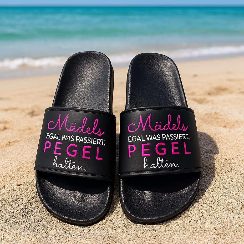 Badeschuhe Mädels egal was passiert, Pegel halten. - Schwarzer - Kaffee