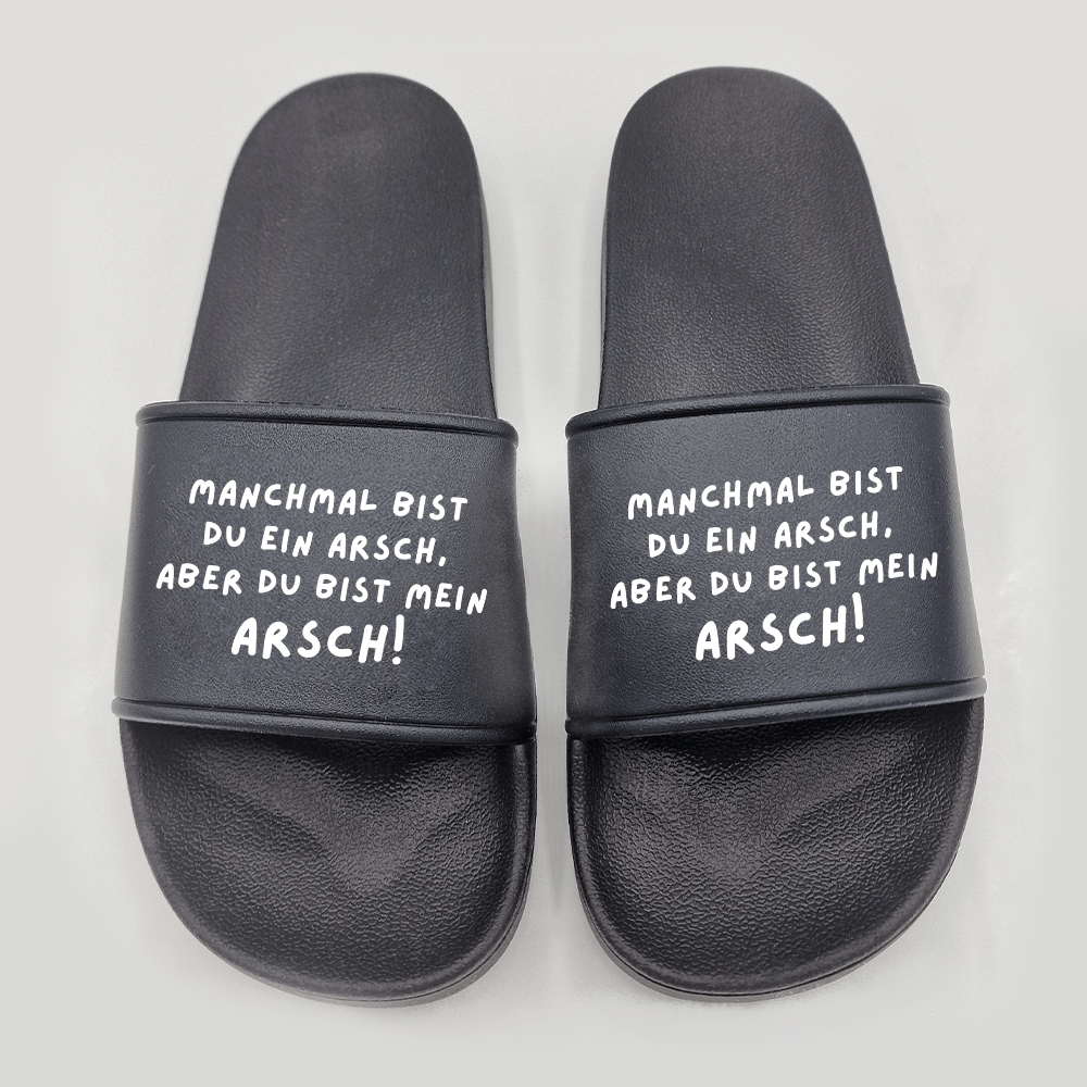 Badeschuhe Manchmal bist du ein Arsch - Schwarzer - Kaffee
