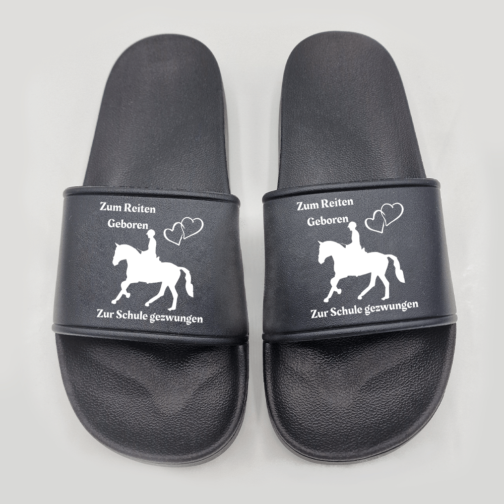 Badeschuhe Zum Reiten Geboren zur Schule gezwungen. - Schwarzer - Kaffee