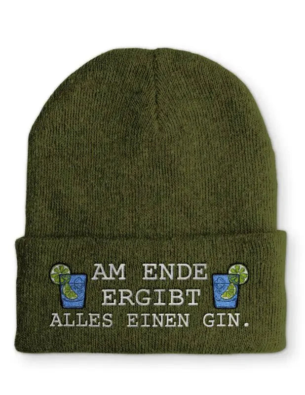 Beanie Mütze Am Ende ergibt alles einen Gin. Statement Beanie Mütze mit Spruch - tshirtladen -