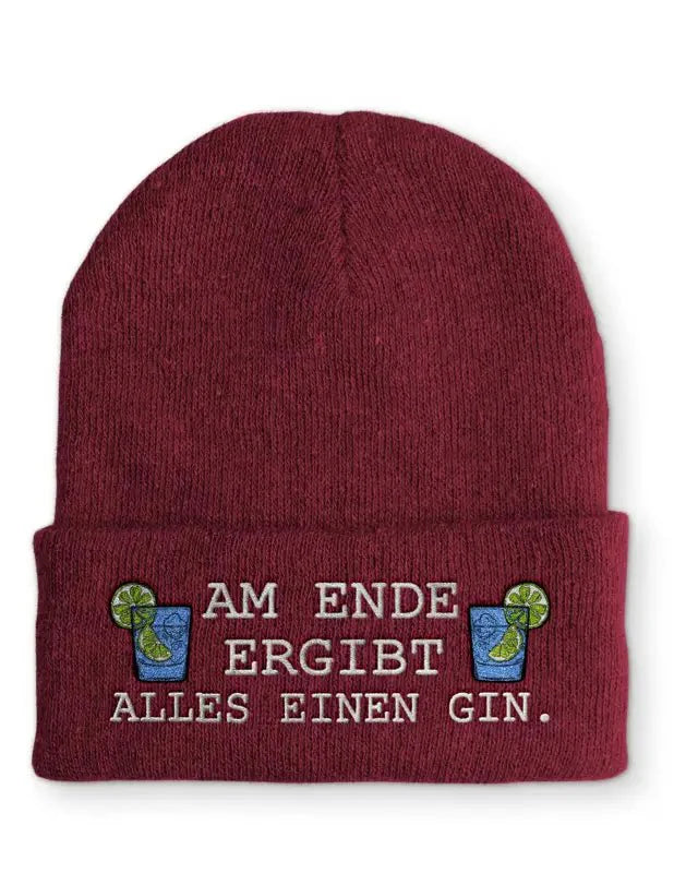 Beanie Mütze Am Ende ergibt alles einen Gin. Statement Beanie Mütze mit Spruch - tshirtladen -