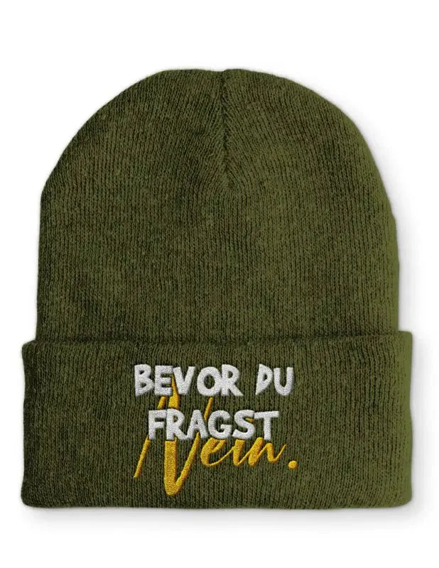 Beanie Mütze Bevor du fragst NEIN! Statement Beanie Mütze mit Spruch - tshirtladen -