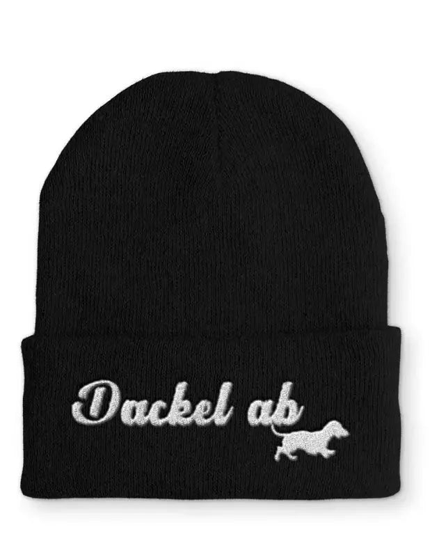 Beanie Mütze Dackel ab Dackelfan Statement Beanie Mütze mit Spruch - tshirtladen -