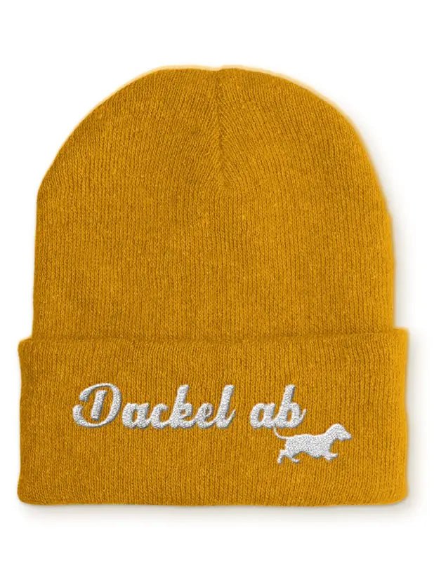 Beanie Mütze Dackel ab Dackelfan Statement Beanie Mütze mit Spruch - tshirtladen -
