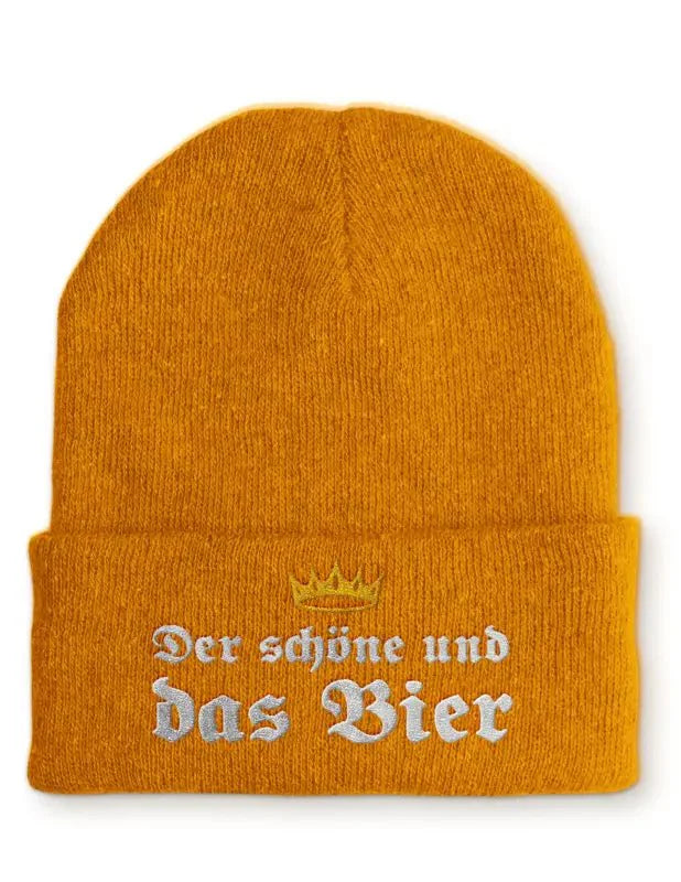 Beanie Mütze Der schöne und das Bier Statement Beanie Mütze mit Spruch - tshirtladen - Mütze