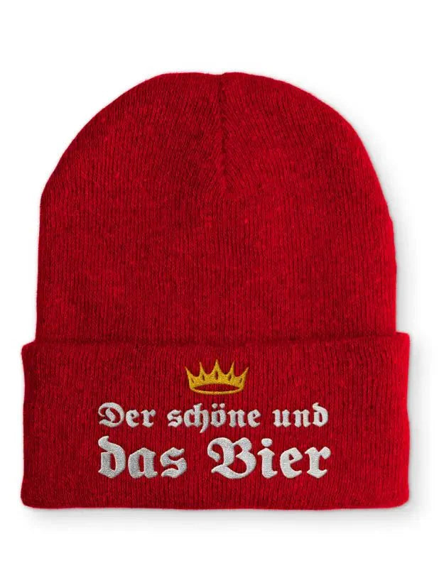 Beanie Mütze Der schöne und das Bier Statement Beanie Mütze mit Spruch - tshirtladen - Mütze