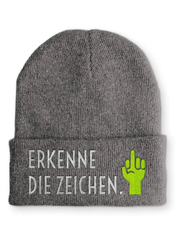 Beanie Mütze Erkenne die Zeichen. Statement Beanie Mütze mit Spruch - tshirtladen -