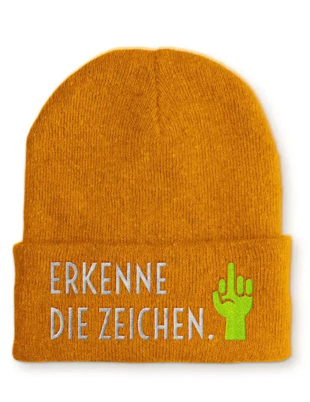 Beanie Mütze Erkenne die Zeichen. Statement Beanie Mütze mit Spruch - tshirtladen -