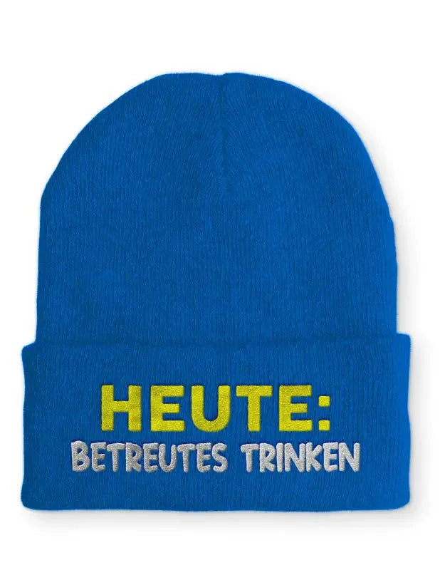 Beanie Mütze Heute: Betreutes trinken Statement Beanie Mütze mit Spruch - tshirtladen -