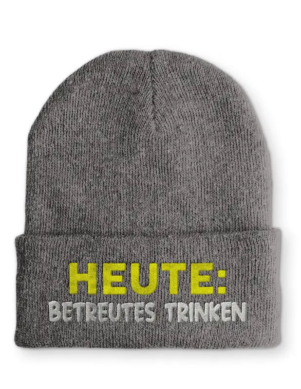 Beanie Mütze Heute: Betreutes trinken Statement Beanie Mütze mit Spruch - tshirtladen -