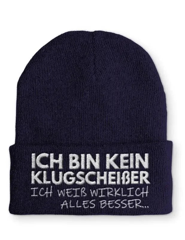 Beanie Mütze Ich bin kein Klugscheißer ich weiß wirklich alles besser... Statement Beanie Mütze mit Spruch - tshirtladen -
