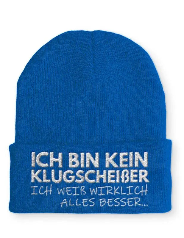 Beanie Mütze Ich bin kein Klugscheißer ich weiß wirklich alles besser... Statement Beanie Mütze mit Spruch - tshirtladen -