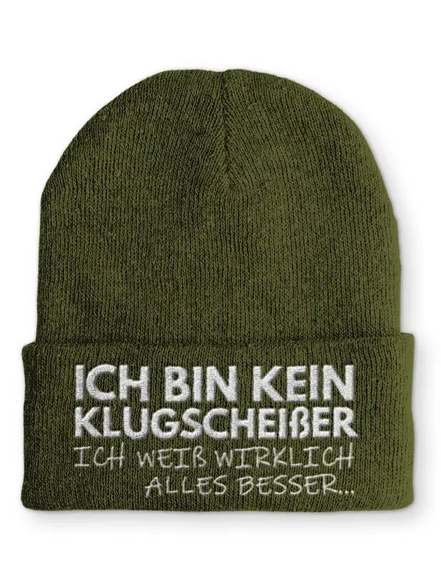 Beanie Mütze Ich bin kein Klugscheißer ich weiß wirklich alles besser... Statement Beanie Mütze mit Spruch - tshirtladen -