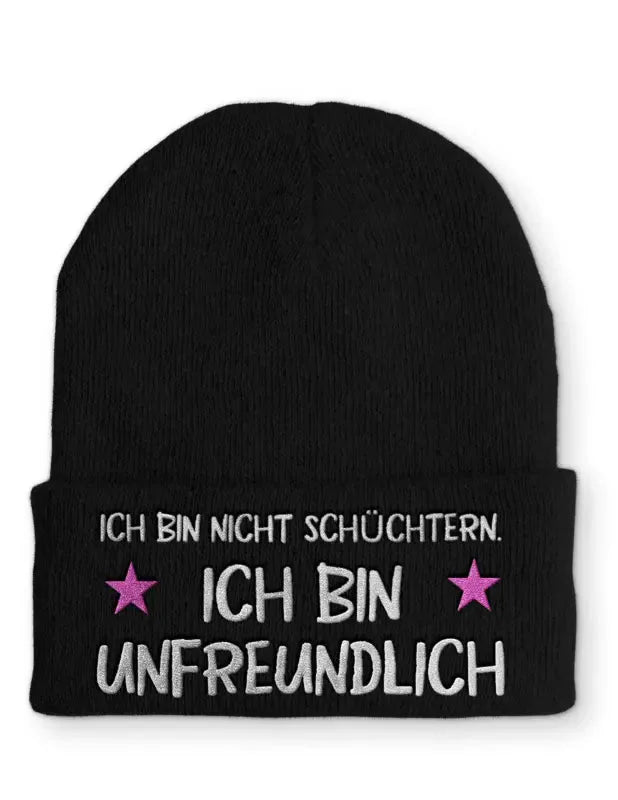 Beanie Mütze Ich bin nicht schüchtern. Ich bin unfreundlich Statement Beanie Mütze mit Spruch - tshirtladen -