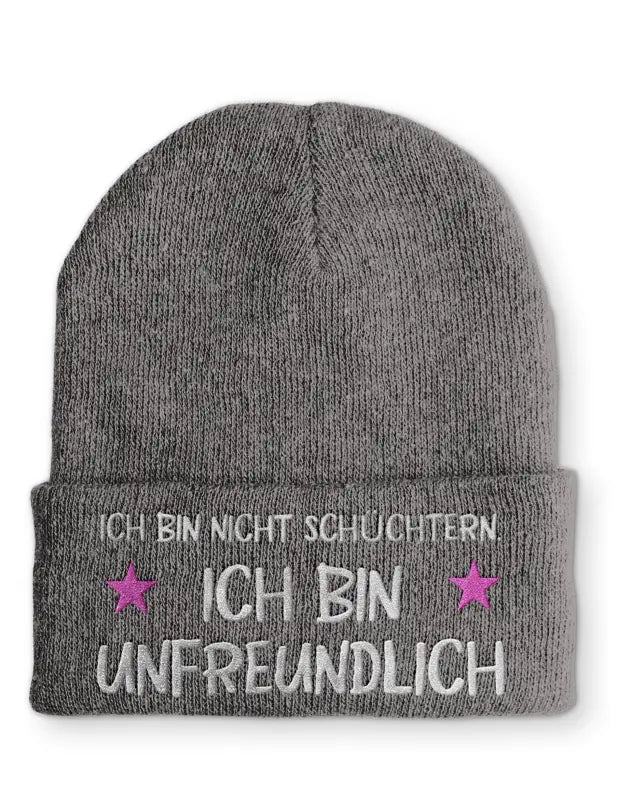 Beanie Mütze Ich bin nicht schüchtern. Ich bin unfreundlich Statement Beanie Mütze mit Spruch - tshirtladen -