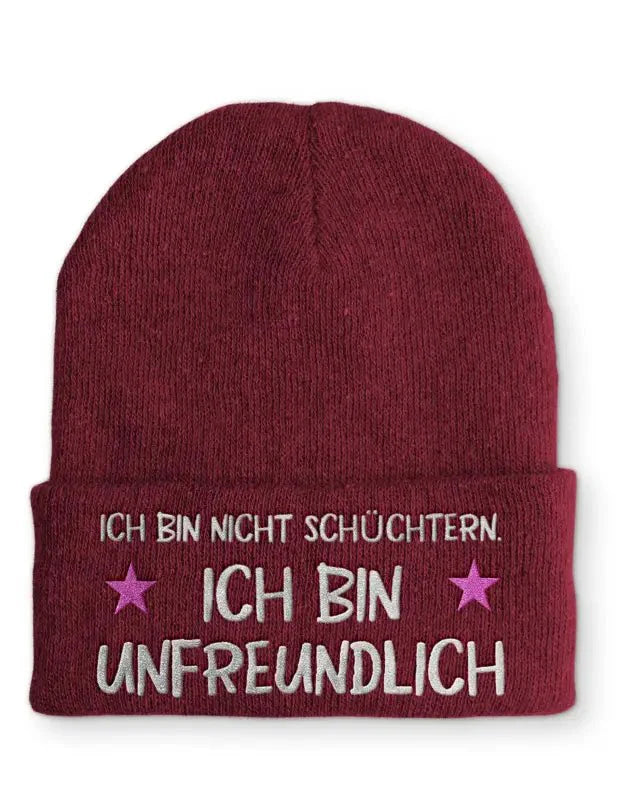 Beanie Mütze Ich bin nicht schüchtern. Ich bin unfreundlich Statement Beanie Mütze mit Spruch - tshirtladen -