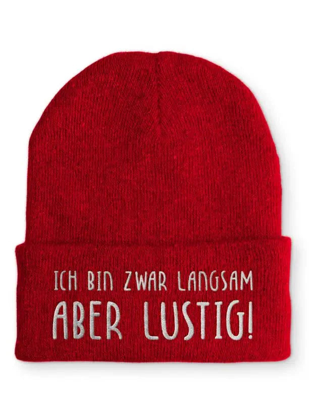 Beanie Mütze Ich bin zwar langsam aber lustig! nach Statement Beanie Mütze mit Spruch - tshirtladen -