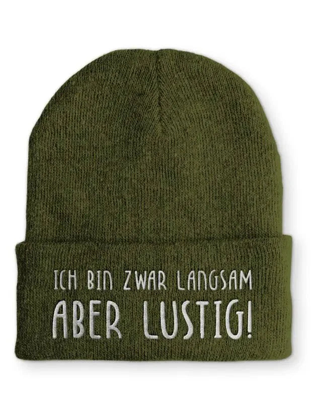Beanie Mütze Ich bin zwar langsam aber lustig! nach Statement Beanie Mütze mit Spruch - tshirtladen -