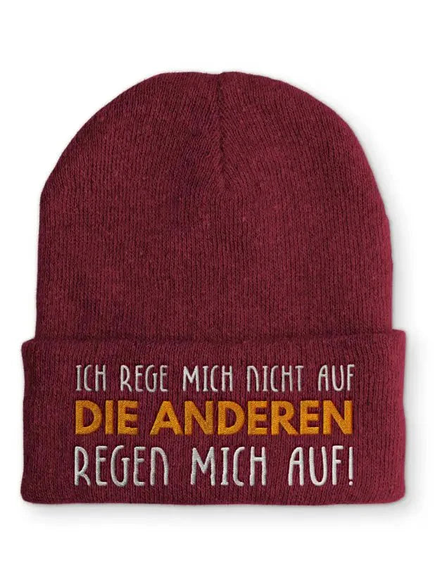 Beanie Mütze Ich rege mich nicht auf die anderen regen mich auf! Statement Beanie Mütze mit Spruch - tshirtladen -