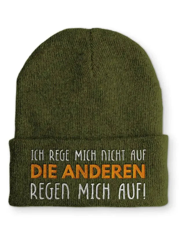 Beanie Mütze Ich rege mich nicht auf die anderen regen mich auf! Statement Beanie Mütze mit Spruch - tshirtladen -