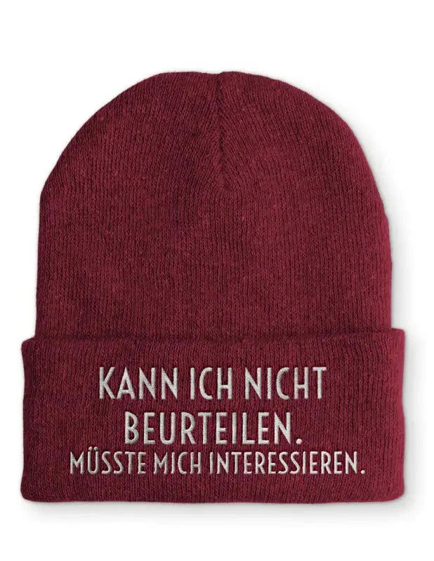 Beanie Mütze Kann ich nicht beurteilen. Müsste mich interessieren. Statement Beanie Mütze mit Spruch - tshirtladen -