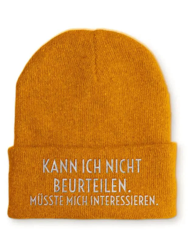 Beanie Mütze Kann ich nicht beurteilen. Müsste mich interessieren. Statement Beanie Mütze mit Spruch - tshirtladen -