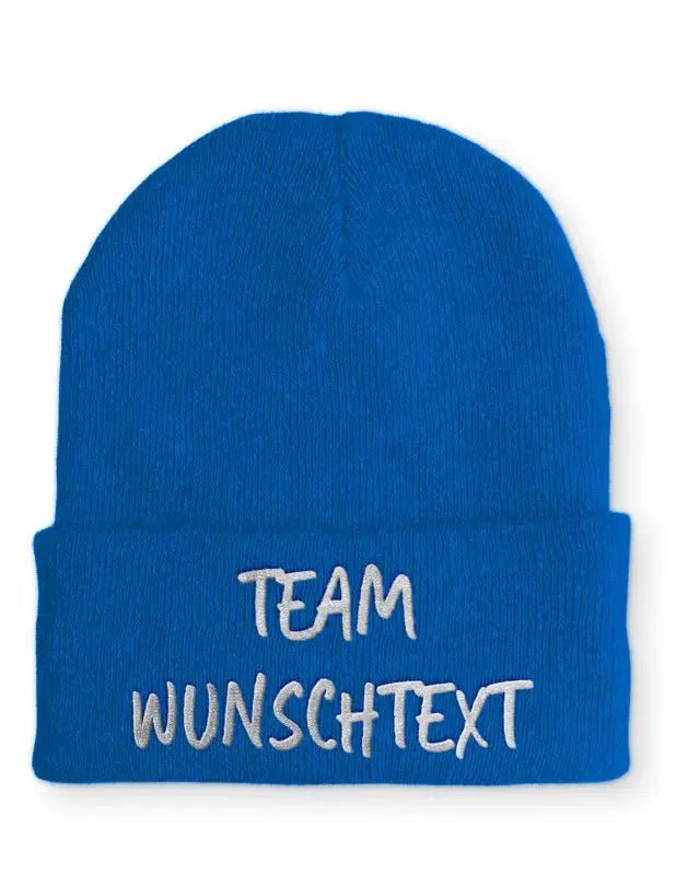 Beanie Mütze Team "Wunschtext" Statement Beanie Mütze mit Spruch - tshirtladen - Mütze