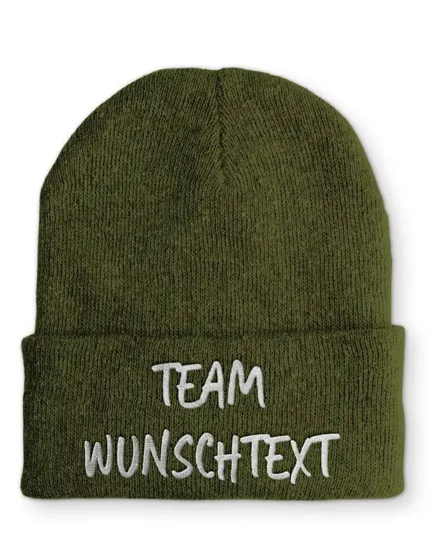 Beanie Mütze Team "Wunschtext" Statement Beanie Mütze mit Spruch - tshirtladen - Mütze