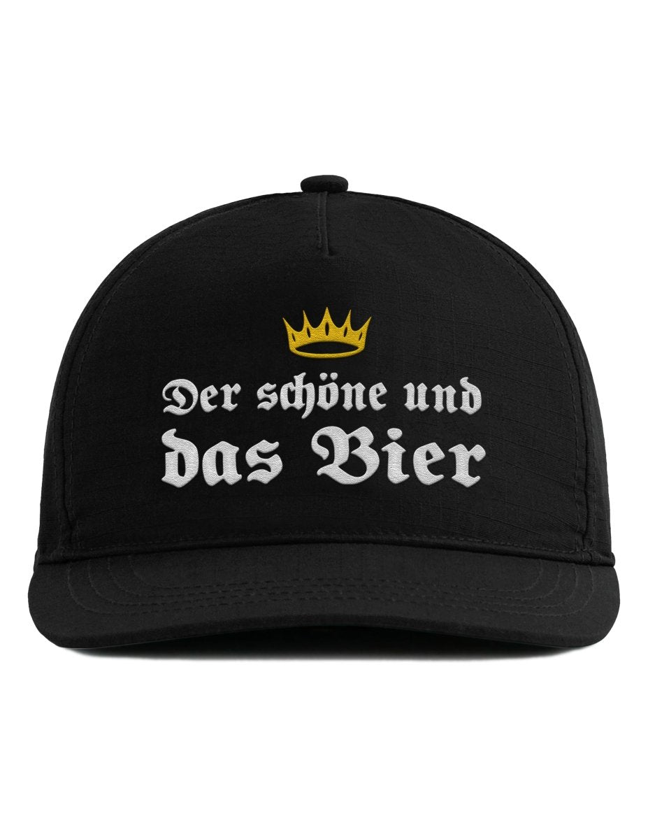 Bestickte Snapback Cap – Der schöne und das Bier – Unisex - Schwarzer - Kaffee