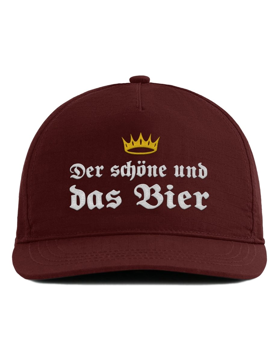 Bestickte Snapback Cap – Der schöne und das Bier – Unisex - Schwarzer - Kaffee