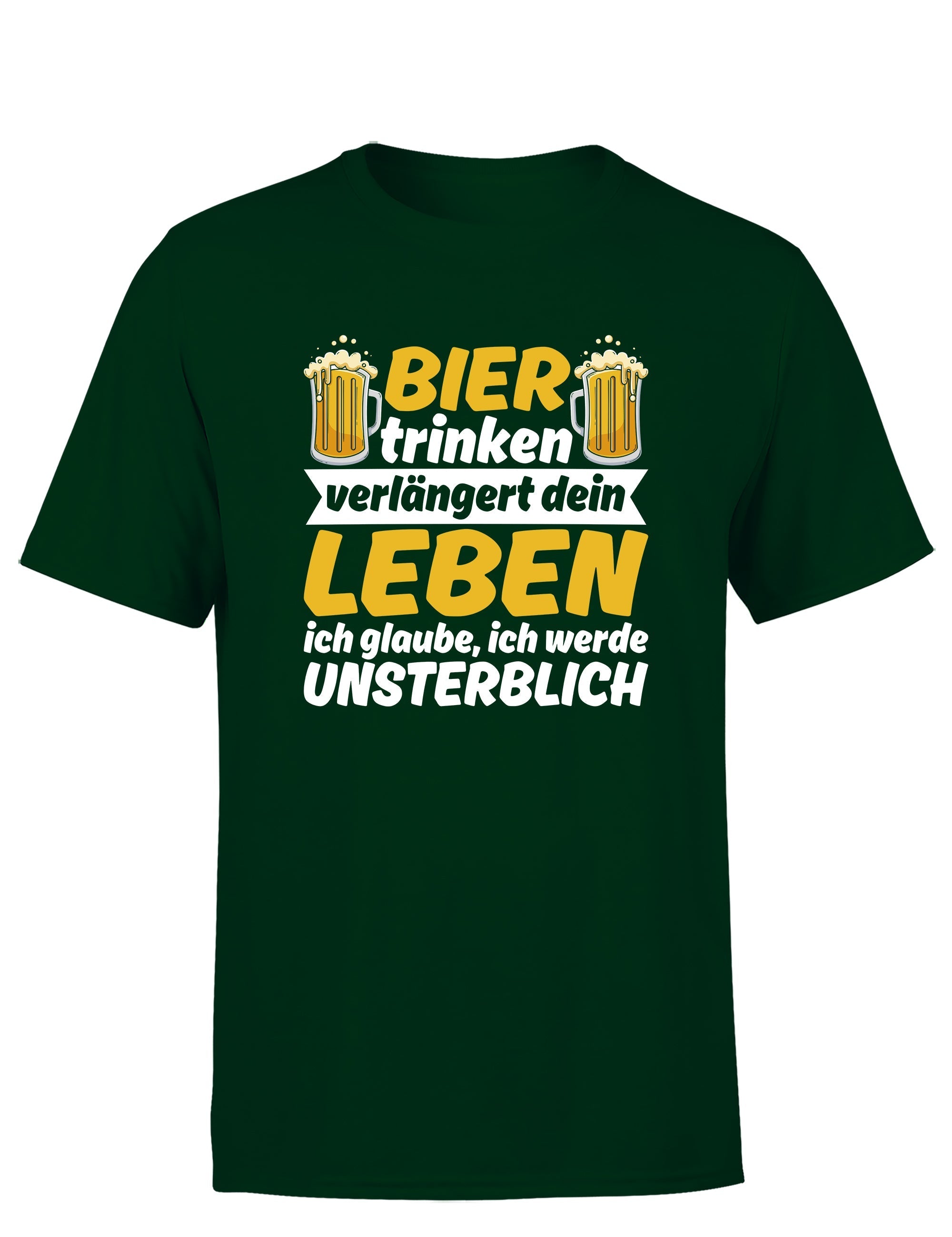 Bier trinken verlängert dein Leben Herren T-Shirt - S / Dunkelgrün - T-Shirt