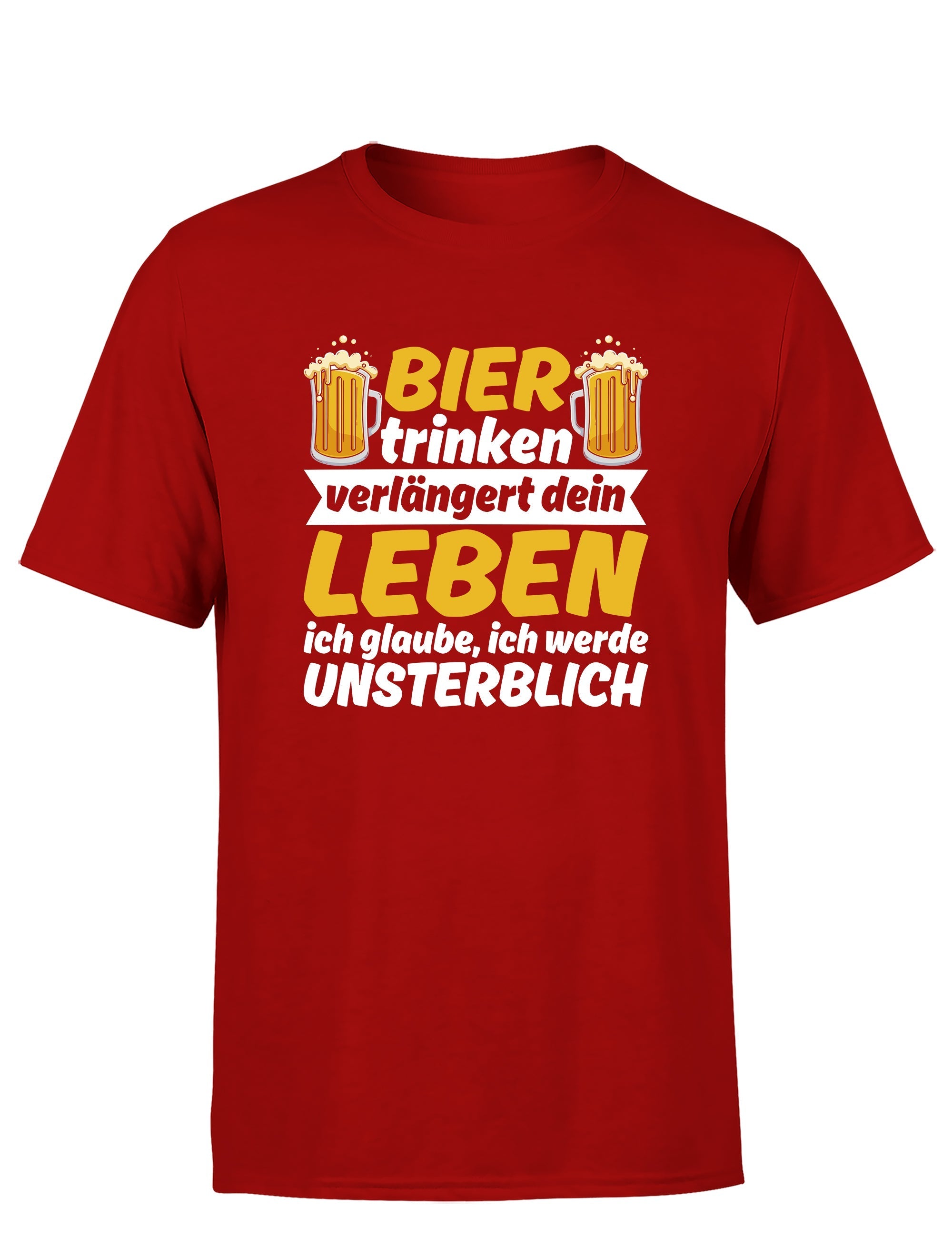 Bier trinken verlängert dein Leben Herren T-Shirt - S / Rot - T-Shirt