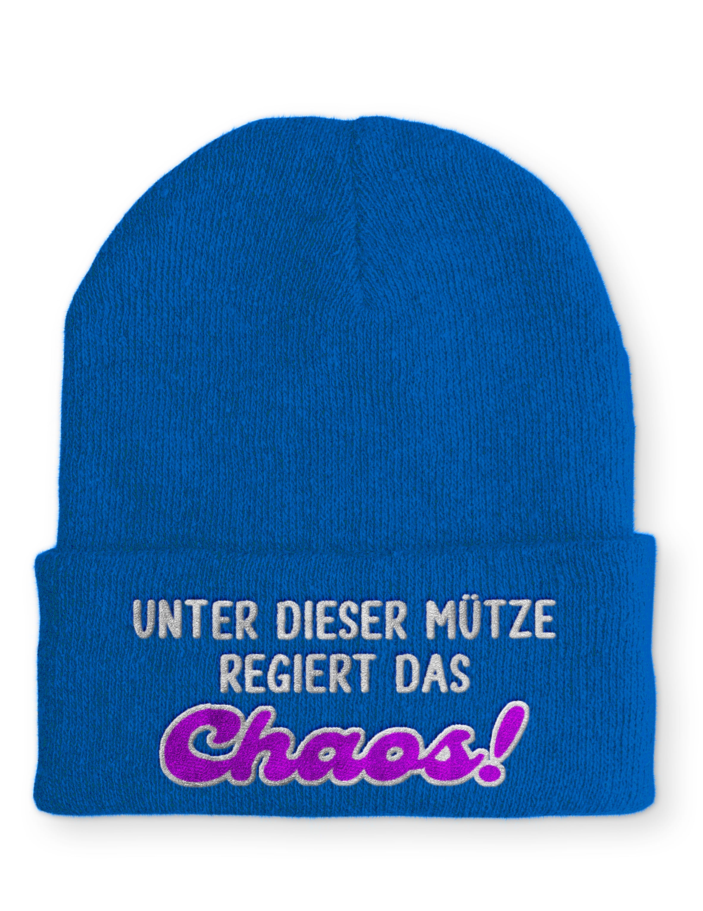 Unter dieser Mütze regiert das Chaos! Statement Beanie Mütze mit Spruch