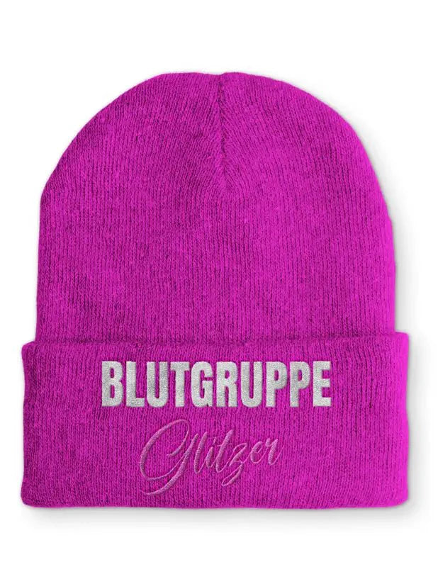 Blutgruppe Glitzer Statement Beanie Mütze mit Spruch - tshirtladen - Mütze