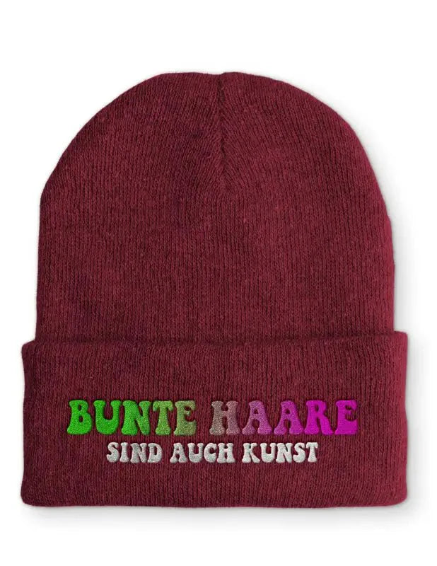 Bunte Haare sind auch Kunst Statement Beanie Mütze mit Spruch - tshirtladen - Mütze