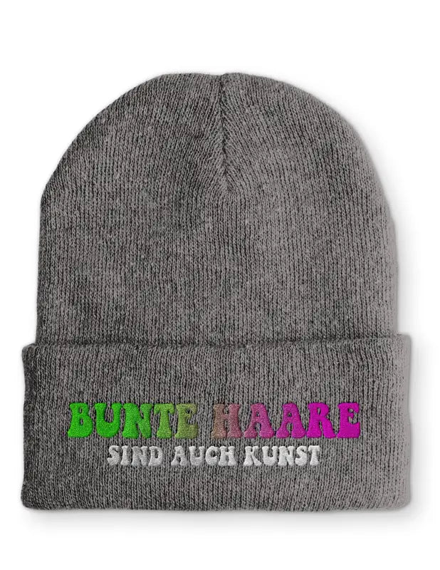 Bunte Haare sind auch Kunst Statement Beanie Mütze mit Spruch - tshirtladen - Mütze