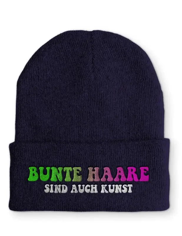 Bunte Haare sind auch Kunst Statement Beanie Mütze mit Spruch - tshirtladen - Mütze