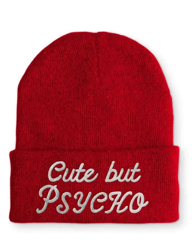Cute but Psycho Statement Beanie Mütze mit Spruch - tshirtladen - Mütze