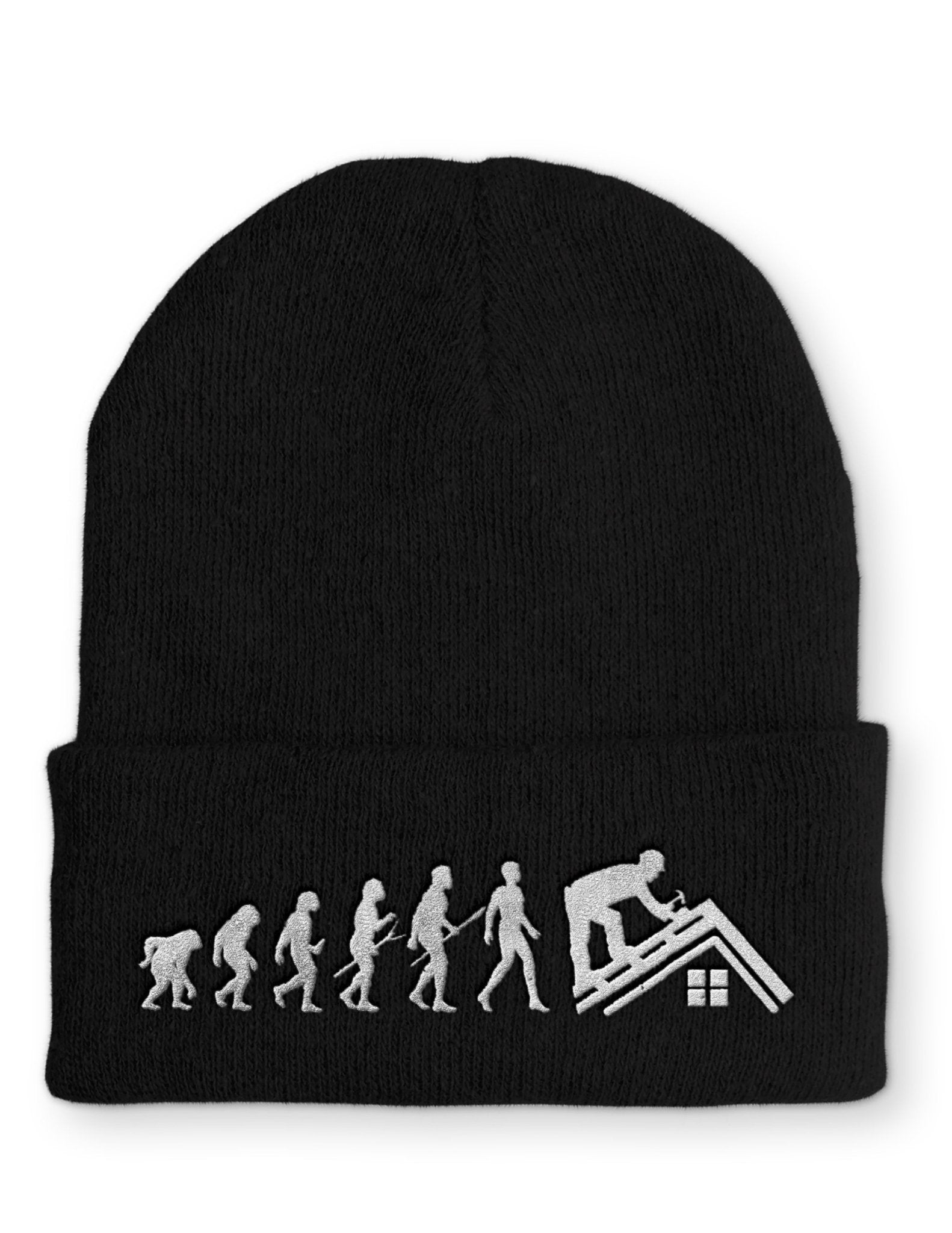 Dachdecker Evolution Statement Beanie Mütze mit Spruch - tshirtladen - Mütze