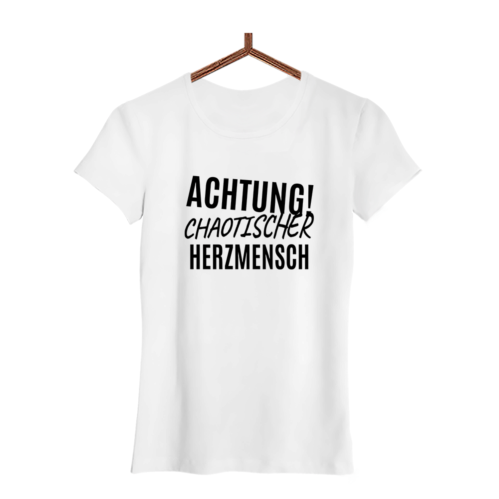 Damen T-Shirt Achtung chaotischer Herzmensch - Schwarzer - Kaffee