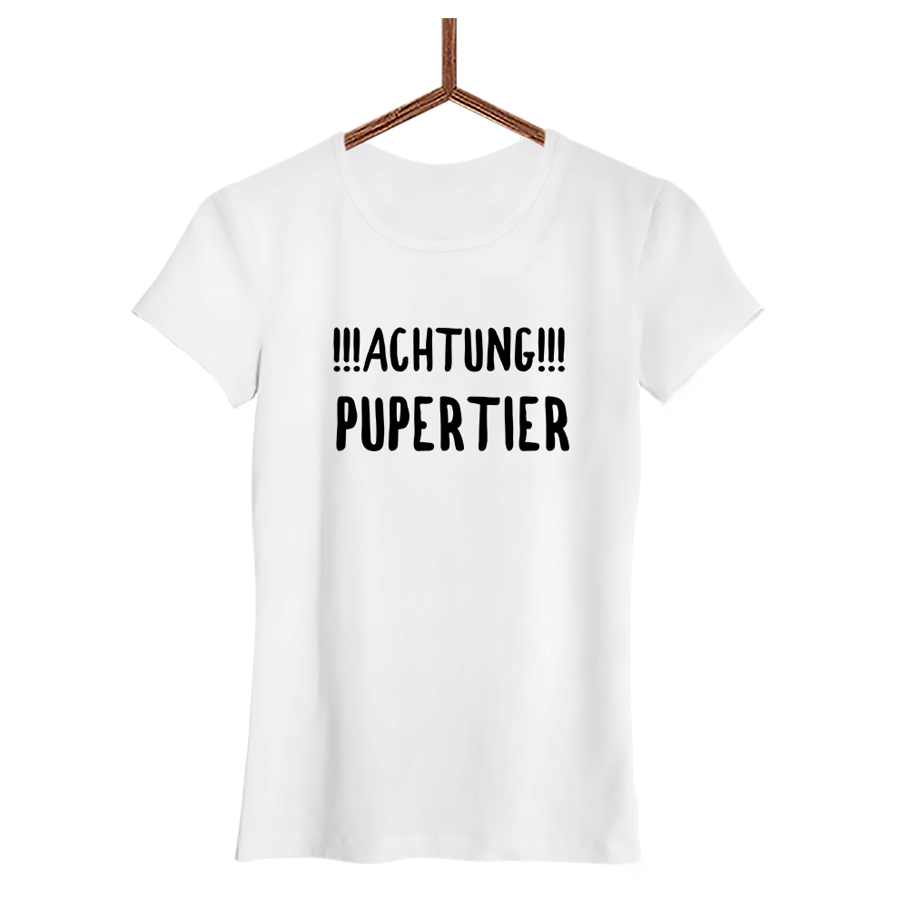 Damen T-Shirt Achtung Pupertier - Schwarzer - Kaffee