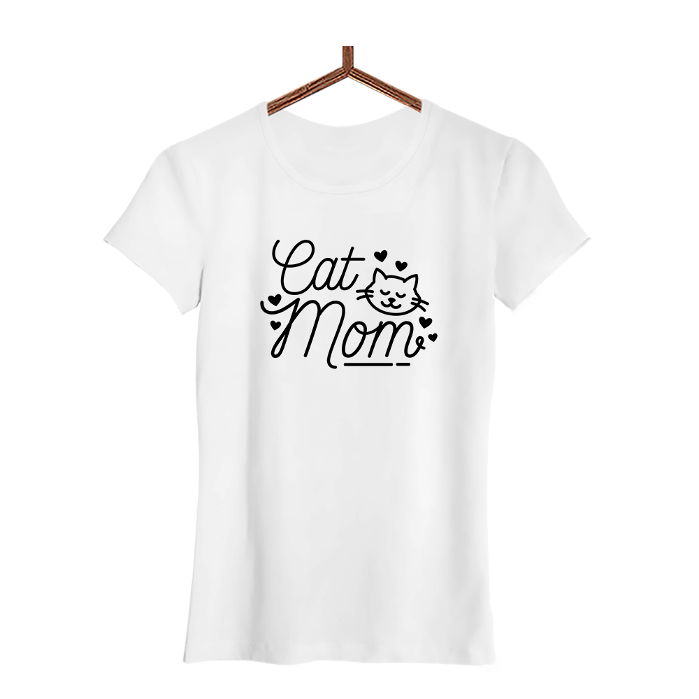 Damen T-Shirt Cat Mom - Schwarzer - Kaffee